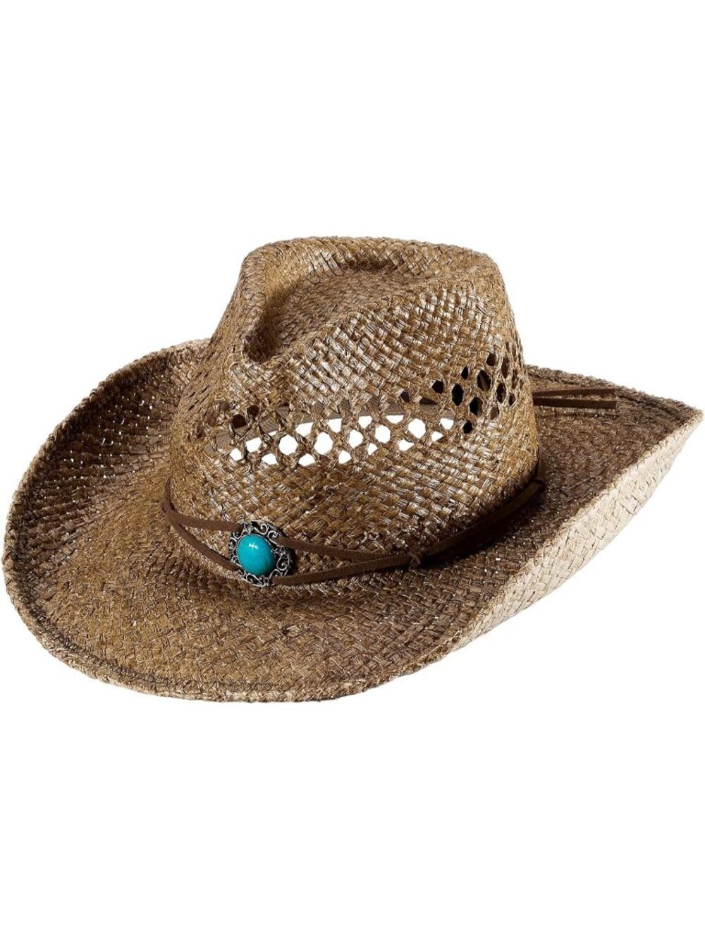 Unisex Coffee Brown Straw Rancher Wide Brim Imported Cowboy Western Cowgirl Hat